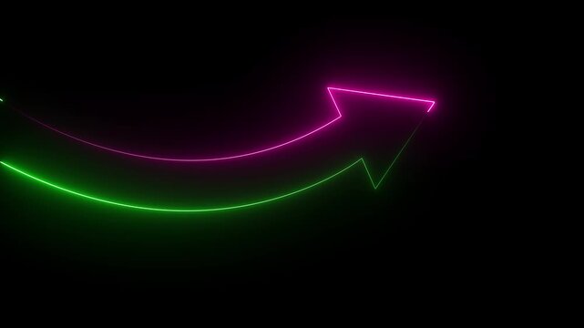 Glowing neon Business operational changes. Successful business turnaround and performance recovery. Businessperson tapping a rising arrow. 4k animation video.