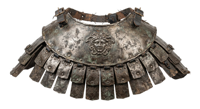 Ancient Medusa bronze neck armor gorget plate