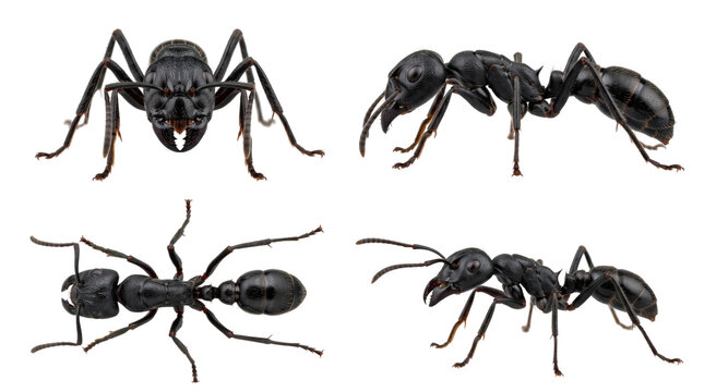 Black ant set showing various detailed angles