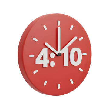Red clock showing time four ten