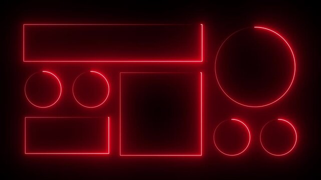 Neon Liquid glass effect smartphone icon interface isolated.Blue UI light frame square and circle banner with glow stroke.Control center widget for smartphone and web app,vector illustration.4k video