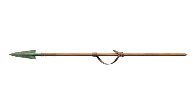 Ancient Greek bronze spear with leather strap javelin
