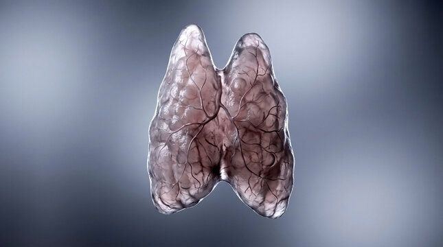 Biological representation of human thyroid gland with vascular network endocrine physiology
