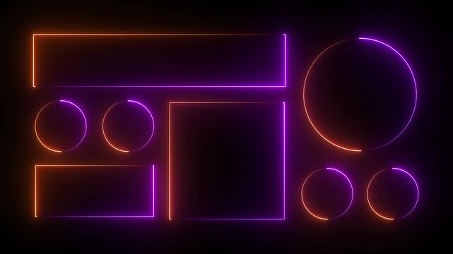 Neon Liquid glass effect smartphone icon interface isolated.Blue UI light frame square and circle banner with glow stroke.Control center widget for smartphone and web app,vector illustration.4k video