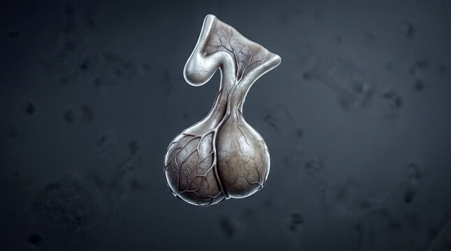 Anatomical representation of male testicles and spermatic cord with testicles, reproductive