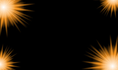 Fototapeta premium Luxury Golden Glowing Corner Frame on Black Background