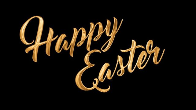 Golden Happy Easter Text on Black Background spring holiday