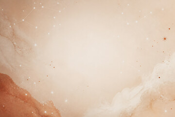 Fototapeta premium A soft, abstract background with warm, earthy tones and scattered white and orange star-like elements.