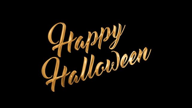 Golden Happy Halloween Text on Black Background spooky