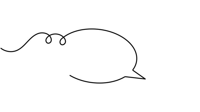 Love heart speech bubble icon sign continuous one line drawing moving on white background minimalist single art romantic conversation and social media messaging chat concept symbol animation video