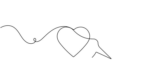 Love heart speech bubble icon sign continuous one line drawing moving on white background minimalist single art romantic conversation and social media messaging chat concept symbol animation video