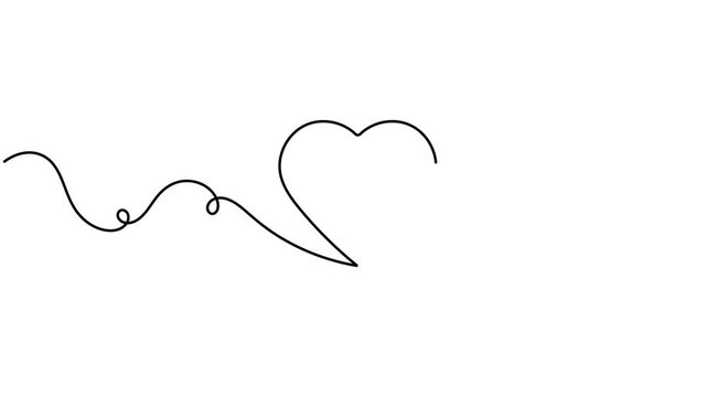Love heart speech bubble icon sign continuous one line drawing moving on white background minimalist single art romantic conversation and social media messaging chat concept symbol animation video