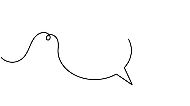 Love heart speech bubble icon sign continuous one line drawing moving on white background minimalist single art romantic conversation and social media messaging chat concept symbol animation video
