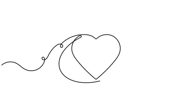 Love heart speech bubble icon sign continuous one line drawing moving on white background minimalist single art romantic conversation and social media messaging chat concept symbol animation video