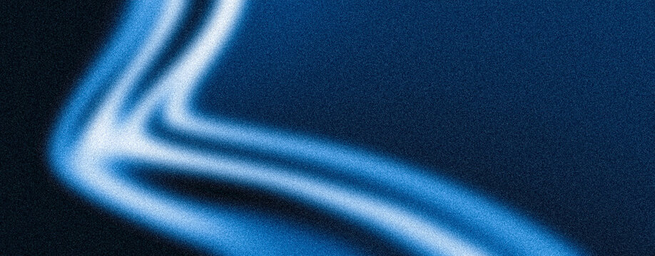 Glowing blue neon curve on dark grainy background dark blue gradient backdrop for website header, landing page, banner, poster, cover, cyber tech project design