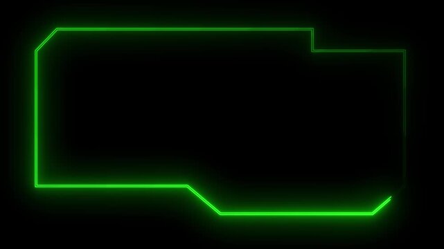 Neon geometric shapes transforming across three frames in dark background