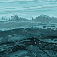 Abstract image for printing. Picture for modern interiors. The picture is painted by hand on a tablet. © neurostructure