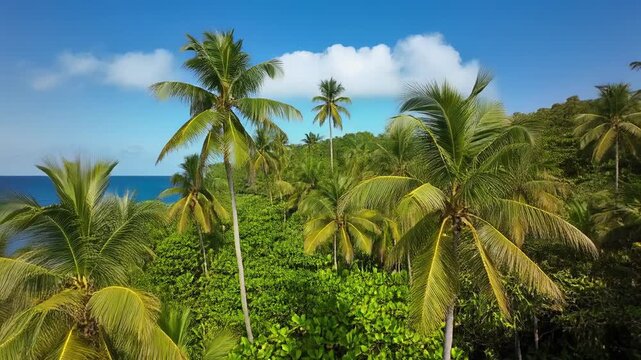 tropical palm forest breeze sunny day