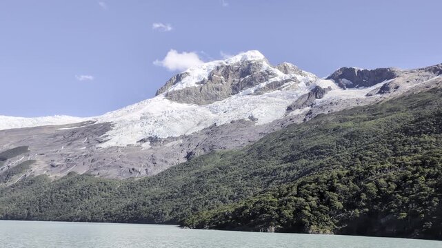 Heim Sur Glacier Above Forested Shore of Lago Argentino