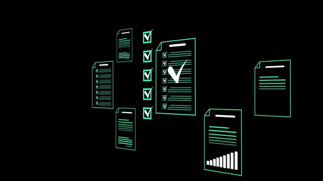 Document management concept, Businesswomen check electronic documents on digital documents on virtual screen Document Management System and process automation.4k video.