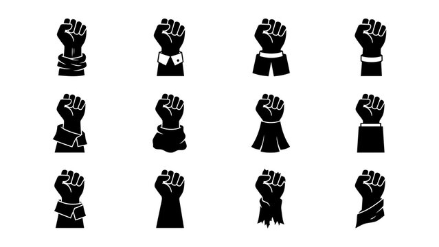 Black fists raised in unity graphic