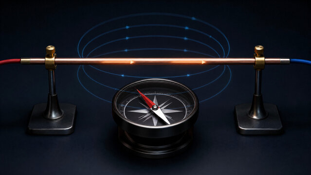  Oersted's Experiment Compass Needle Current Deflection