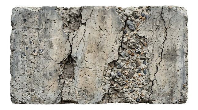 Rough gray concrete block with weathered texture and dark spots