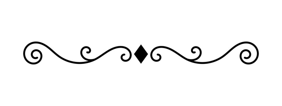 Elegant ornamental flourish divider. Vintage decorative swirl border. Classic scroll line separator. PNG