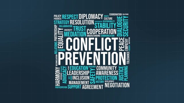 Conflict Prevention Word Cloud Typography with Diplomacy Resolution Pe