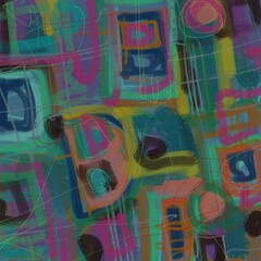 Abstract image for printing. Picture for modern interiors. The picture is painted by hand on a tablet. © neurostructure