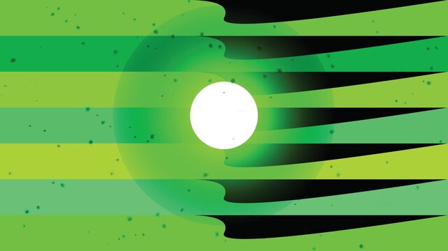 Green abstract background with horizontal stripes and circular elements and textured overlay.