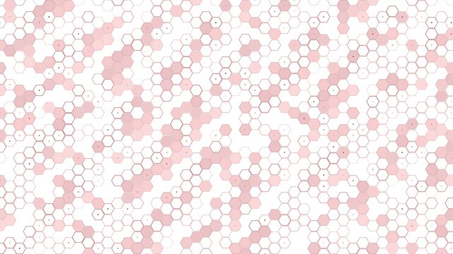Abstract red honeycomb pattern with dots and lines creating modern geometric background design texture.