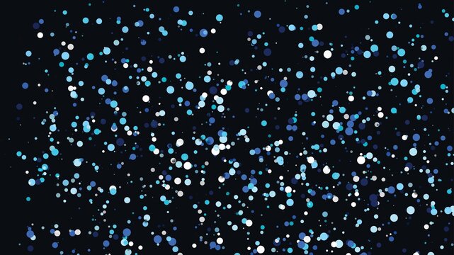 Abstract background design with scattered blue and white circles creating dynamic bokeh light effect.