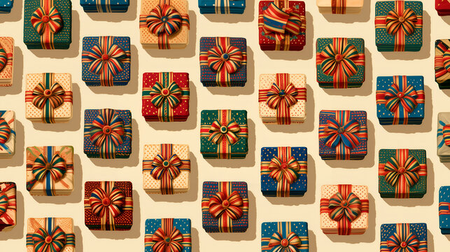 Raksha Bandhan Gift Box Seamless Pattern with Luxury Indian Festive Decorations