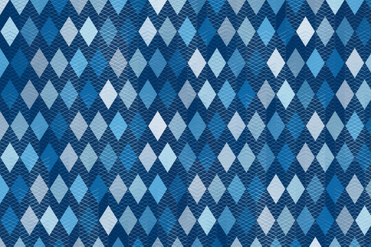 Abstract background with geometric argyle diamond shapes in various shades of blue motion animation loop video