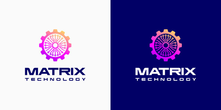 Gear circuit vector logo design with modern, simple, clean and abstract style. Suitable for business, technology, and personal branding.
