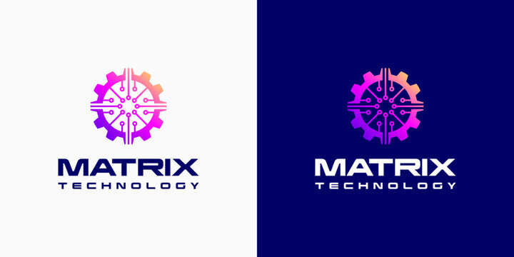 Gear circuit vector logo design with modern, simple, clean and abstract style. Suitable for business, technology, and personal branding.