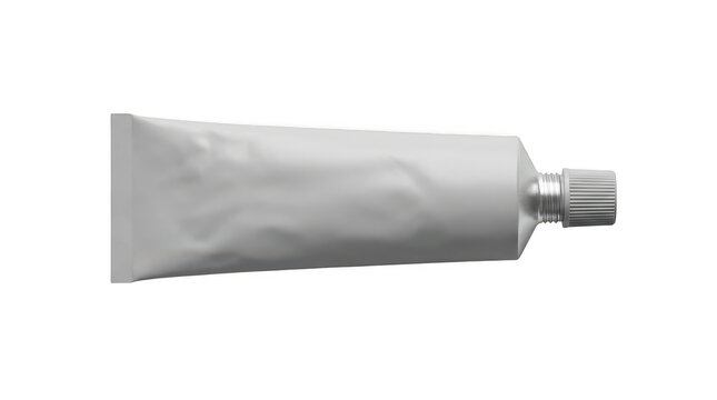 Blank metal tube for cosmetic cream or ointment isolated on transparent background