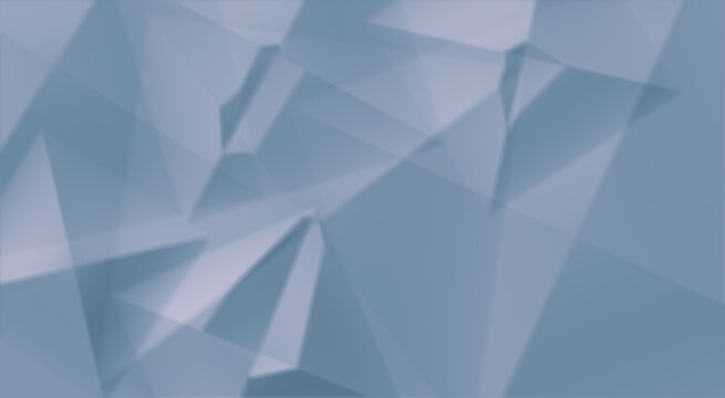 Abstract geometric crumpled paper background with triangular shapes, soft blue and grey tones, modern low poly design, minimalist wallpaper, digital art, 3d render, smooth gradients.
