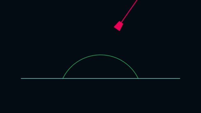 Minimalist abstract geometric semicircle animation with dynamic line motion on dark 4k background