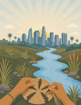 California Native Basket Weaving Along Los Angeles River