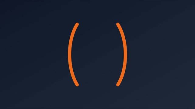 Minimalist animated orange parentheses symbol on dark blue animation 4k background, for tech and, coding ui