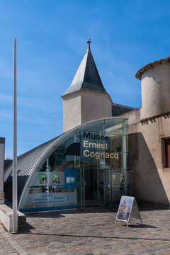 Exterior view of the Ernest Cognacq Museum, is a French regional history museum, is housed in the "House of Clergeatte", built in 1470 - 1480. Saint-Martin-de-R&eacute;, France. August 2, 2026.