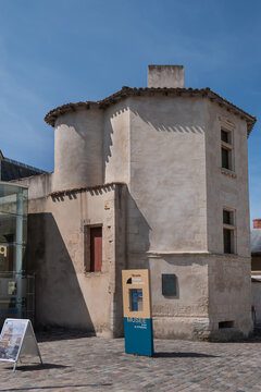 Exterior view of the Ernest Cognacq Museum, is a French regional history museum, is housed in the "House of Clergeatte", built in 1470 - 1480. Saint-Martin-de-R&eacute;, France. August 2, 2026.