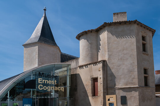 Exterior view of the Ernest Cognacq Museum, is a French regional history museum, is housed in the "House of Clergeatte", built in 1470 - 1480. Saint-Martin-de-R&eacute;, France. August 2, 2026.