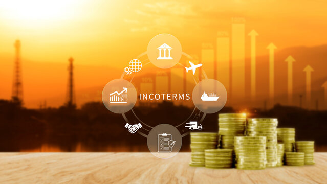 INCOTERMS business concept. INCOTERMS international trade terms, logistics concept, diagram for global supply chain management. not ai