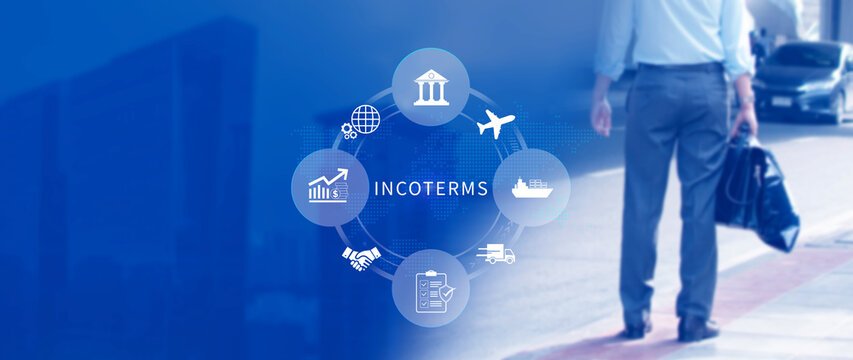 INCOTERMS business concept. INCOTERMS international trade terms, logistics concept, diagram for global supply chain management. not ai