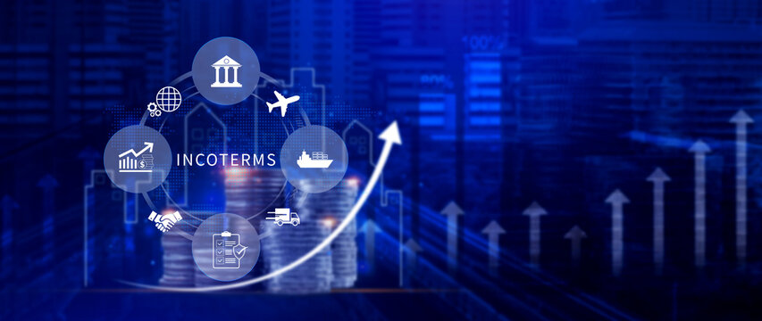INCOTERMS business concept. INCOTERMS international trade terms, logistics concept, diagram for global supply chain management. not ai
