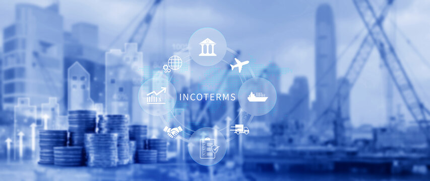 INCOTERMS business concept. INCOTERMS international trade terms, logistics concept, diagram for global supply chain management. not ai