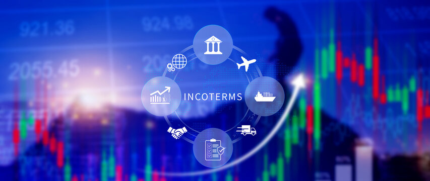 INCOTERMS business concept. INCOTERMS international trade terms, logistics concept, diagram for global supply chain management. not ai